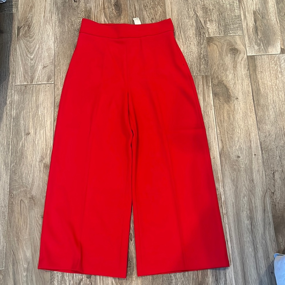 Red wide leg trousers